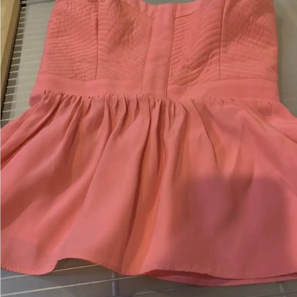 Parker Strapless Bustier Top 100% silk XS Coral - Picture 3 of 6